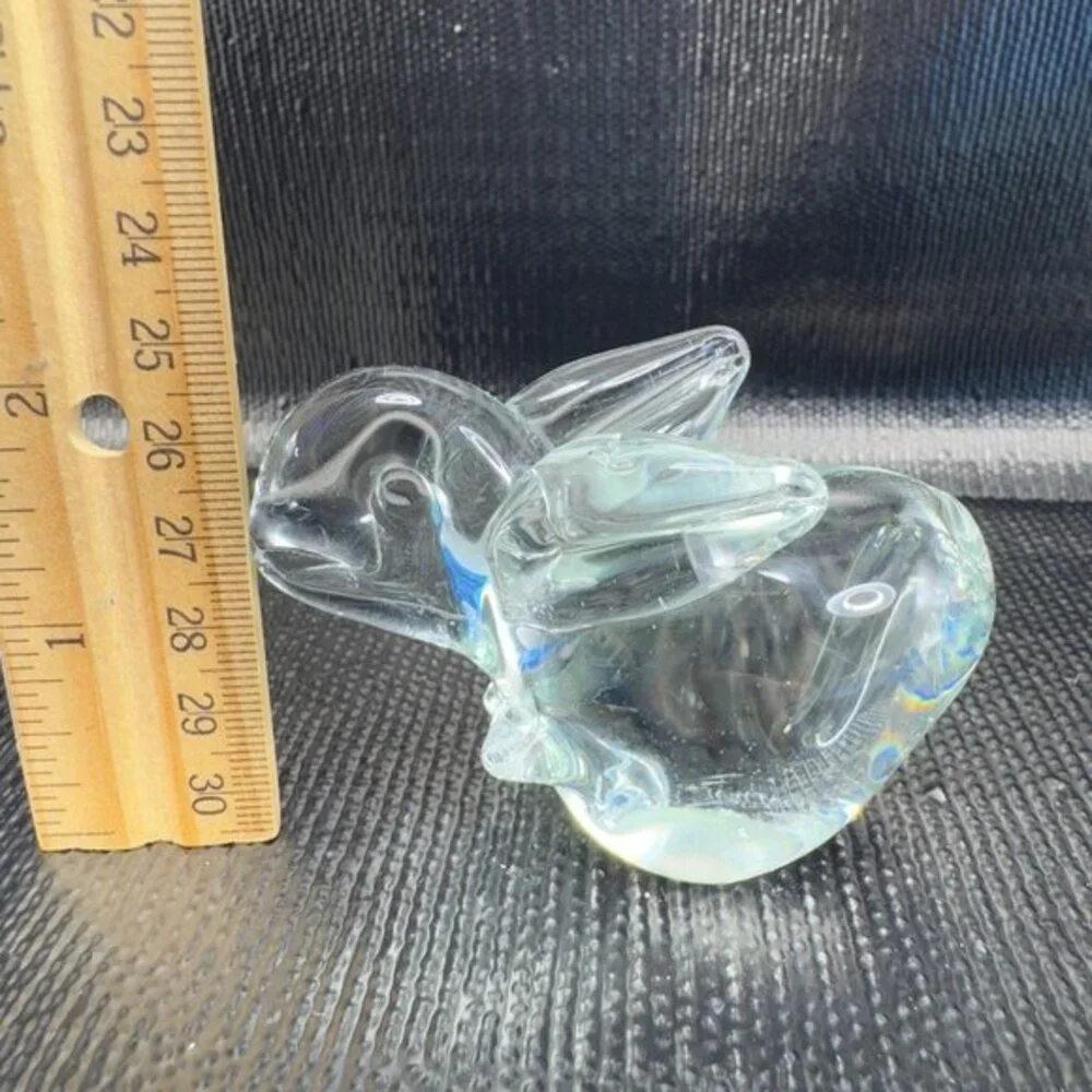 1980s Clear‎ Bunny Rabbit Small Glass Figurine Decorative Vintage Figure Decor